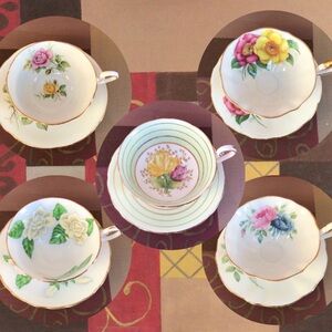 Lot Of Five Wide Mouth Teacups And Saucers